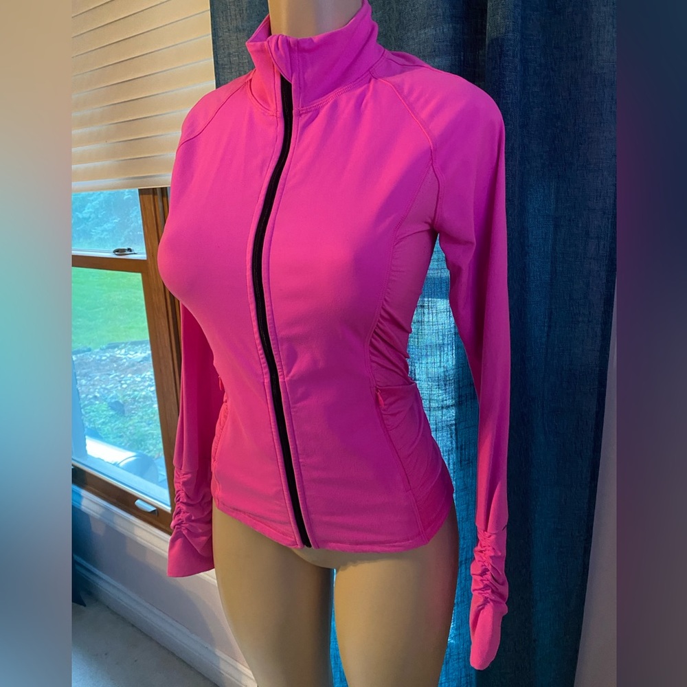 Barbie Pink VS‎ Sport Running ZIP Front Jacket Yoga with thumb holes